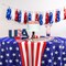 4th of July Table Cloths – 6 Pack Veteran’s Day & Patriotic American Flag Disposable Plastic Table Covers, 84 Inch Round, Star Design